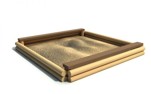 Pieskovisko z plných kôlov s 2 sedačkami, rozmery 3 m x 3 m výška 0,25 m Pieskovisko z plných kôlov s 2 sedačkami, rozmery 3 m x 3 m výška 0,25 m