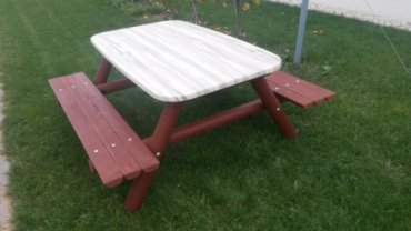 Stôl  + 2x lavica pre 8 - 10 detí doska stola 1400 x 800 mm doska HDPE čierna